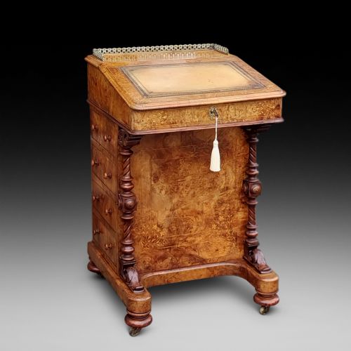 Victorian Burr Walnut & Walnut Davenport