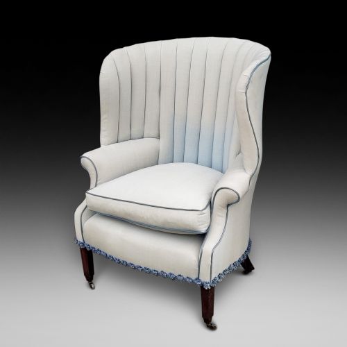 19thc Mahogany Framed Barrel Back Armchair