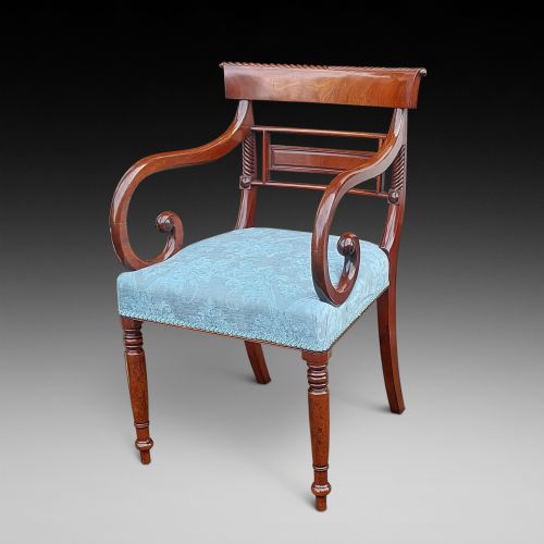 Regency Mahogany Scroll Armed Chair