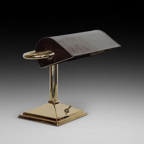 Edwardian Brass Bank Clerk's Desk Lamp