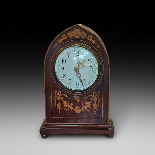 Edwardian Mahogany Inlaid Mantel Clock