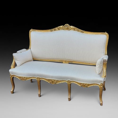 Late 19thc Giltwood Three Seat Sofa