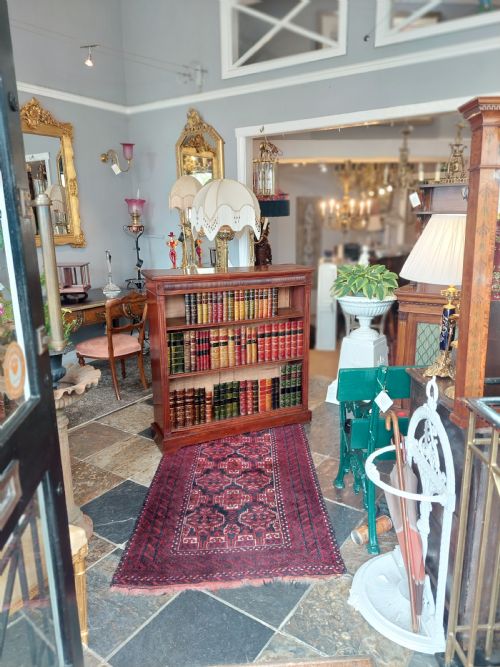 LATE 19THC MAHOGANY DWARF OPEN BOOKCASE BY SHOOLBRED CO - ADDITIONAL PHOTO 1