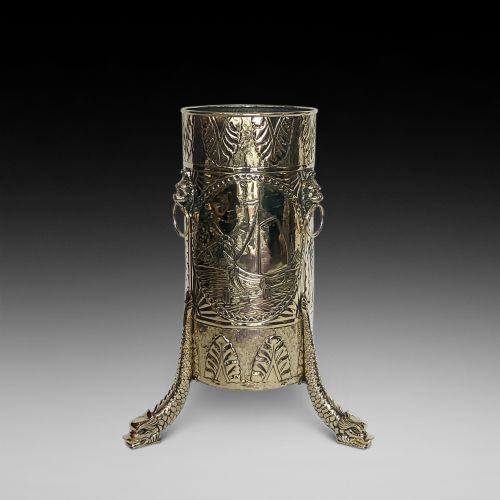 19thc Dutch Brass Embossed Stick Stand