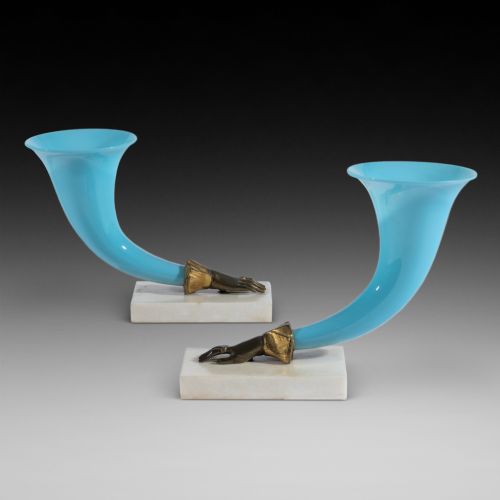 Pair of Regency Glass Cornucopia