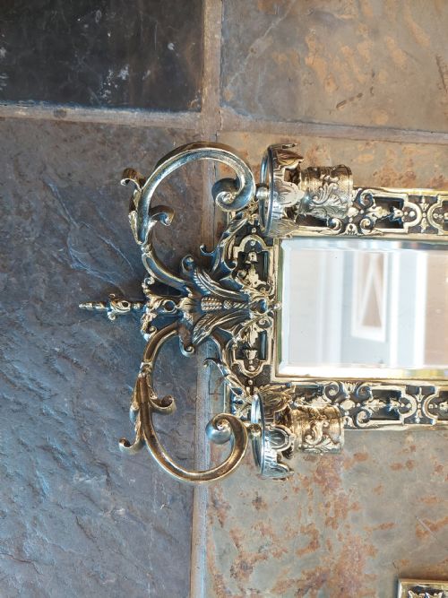 PAIR OF VICTORIAN BRASS GIRONDELLE WALL MIRRORS - ADDITIONAL PHOTO 1