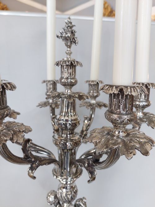 IMPOSING LATE19THC SILVER PLATED CANDELABRUM - ADDITIONAL PHOTO 6