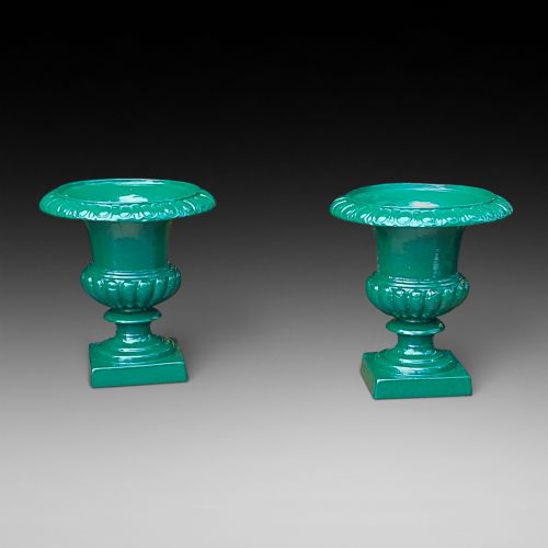 Pair of Small Victorian Cast Iron Victorian Urns