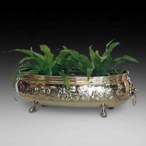 Late 19thc Brass Oval Planter