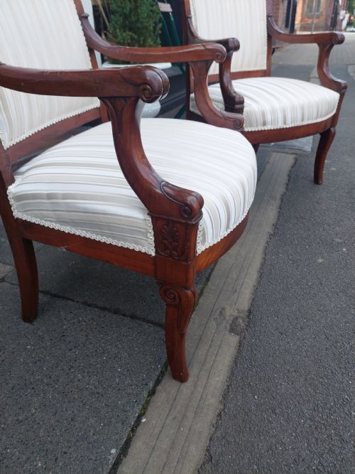 PAIR OF LATE 19TH CENTURY CARVED MAHOGANY OPEN ARMCHAIRS - ADDITIONAL PHOTO 6