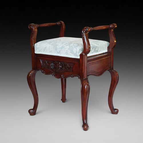 Early 20thc Walnut Piano Music Stool