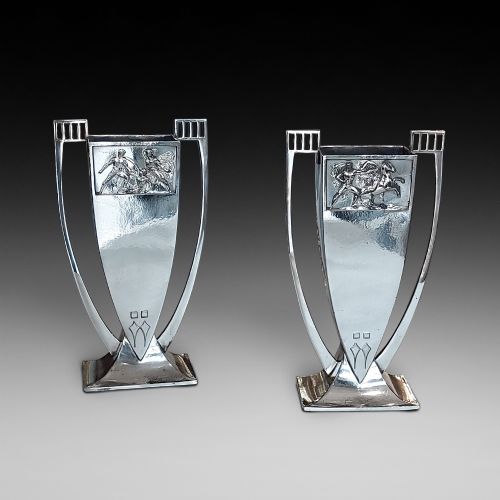 Pair of Wmf Art Deco Plated Vases