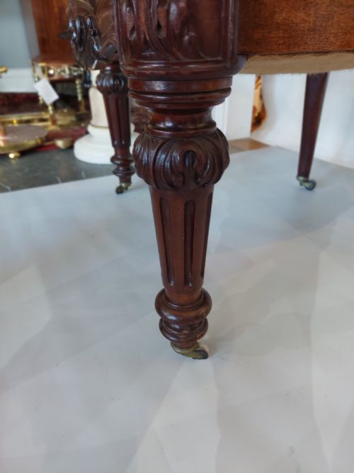 REGENCY CARVED MAHOGANY UPHOLSTERED ARMCHAIR - ADDITIONAL PHOTO 4