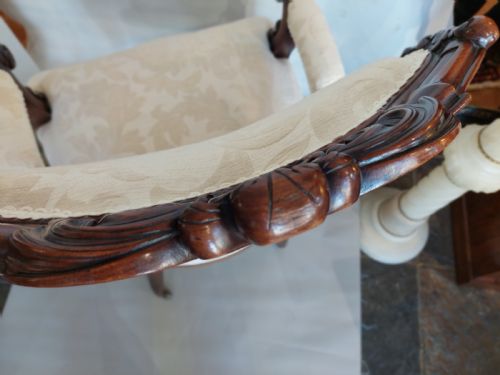 REGENCY CARVED MAHOGANY UPHOLSTERED ARMCHAIR - ADDITIONAL PHOTO 8