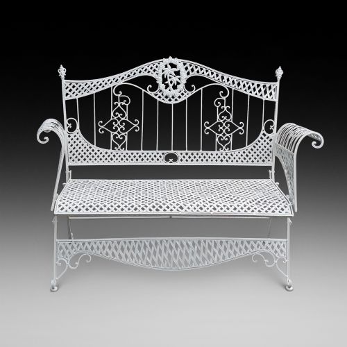 19thc White Painted Iron Conservatory Garden Two Seater Sofa