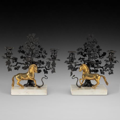 Pair of Bronze and Gilt Candelabra C1820