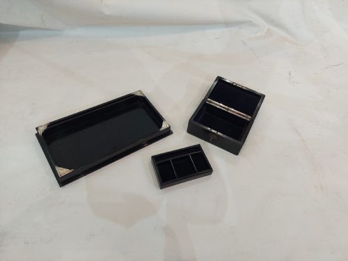 GEORGE V EBONISED JEWELLERY BOX AND TRAY C1925 - ADDITIONAL PHOTO 1