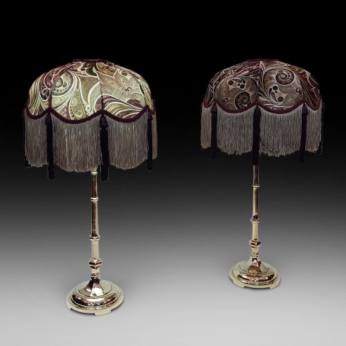Pair of Tall Slender Victorian Brass Candlesticks Lamps