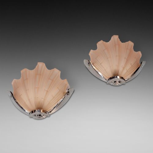 Pair of Classic Art Deco Clam Shell Wall Lamps