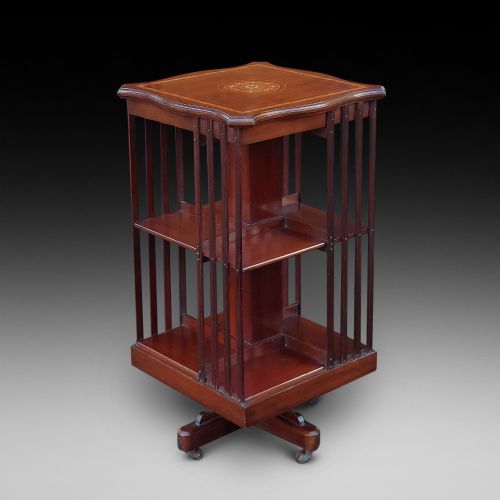 Edwardian Inlaid Mahogany Revolving Bookcase