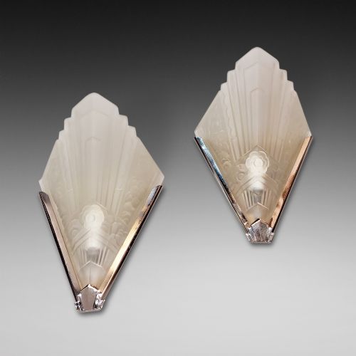 Pair of Iconic "Empire State" Art Deco Wall Lights