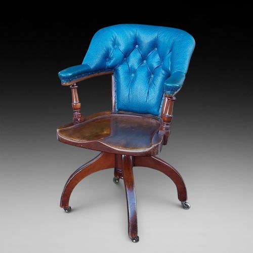 Edwardian Mahogany Shoolbred Rotating Desk Chair