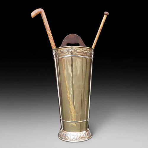 EDWARDIAN BRASS HALF MOON STICK STAND - ADDITIONAL PHOTO 1