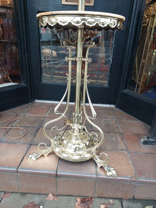 LATE VICTORIAN ART NOUVEAU BRASS STANDARD STEAMEROIL LAMP - ADDITIONAL PHOTO 3