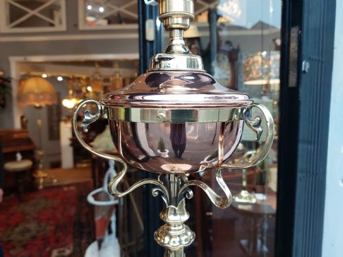 LATE VICTORIAN ART NOUVEAU BRASS STANDARD STEAMEROIL LAMP - ADDITIONAL PHOTO 7