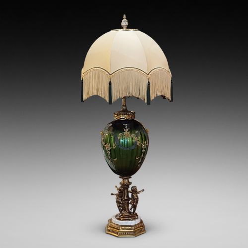Early 20thc American Overlaid Glass Table Lamp