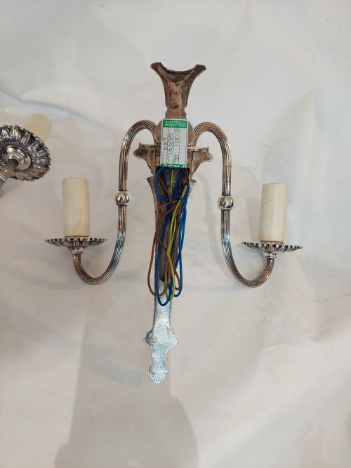 PAIR OF EARLY 20THC SILVER PLATED NEOCLASSICAL WALL LIGHTS - ADDITIONAL PHOTO 10