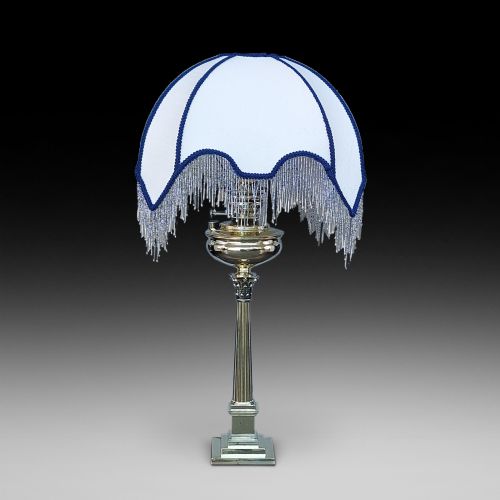 LATE 19THC BRASS OIL LAMP WITH CORINTHIAN COLUMN