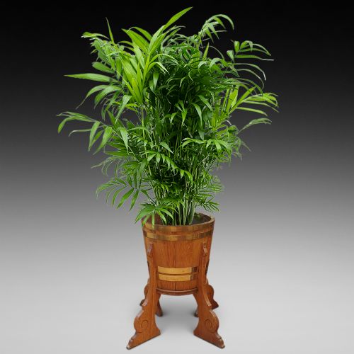ARTS AND CRAFTS BRASS BOUND OAK PLANTER - ADDITIONAL PHOTO 1