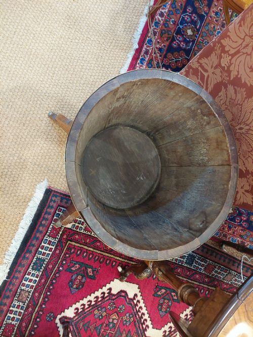 ARTS AND CRAFTS BRASS BOUND OAK PLANTER - ADDITIONAL PHOTO 3