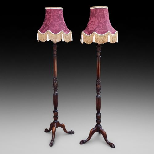 Pair of Georgian Style Mahogany Standard Lamps