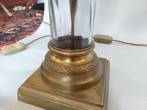 PAIR OF EARLY 20THC BRASS GLASS TABLE LAMPS - ADDITIONAL PHOTO 2