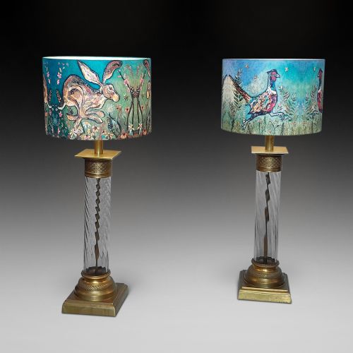 PAIR OF EARLY 20THC BRASS GLASS TABLE LAMPS - ADDITIONAL PHOTO 1