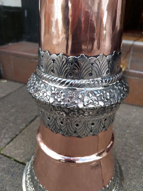 19THC TIBETAN CEREMONIAL COPPER HORN STANDARD LAMP - ADDITIONAL PHOTO 3