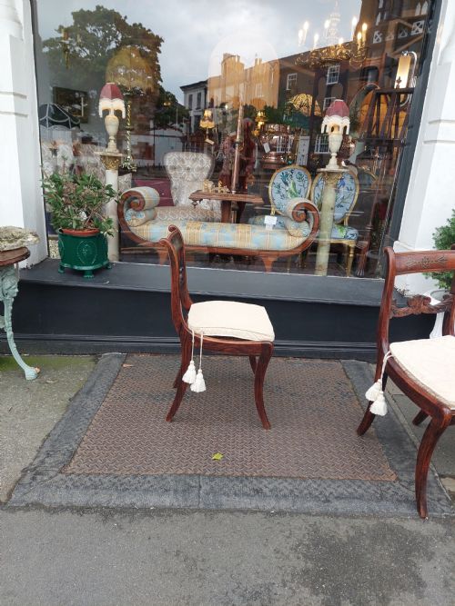 SET OF SIX REGENCY BRASS INLAID FAUX ROSEWOOD DINING CHAIRS - ADDITIONAL PHOTO 4