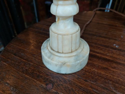 PAIR OF EARLY 20THC MARBLEEFFECT ALABASTER TABLE LAMPS - ADDITIONAL PHOTO 2