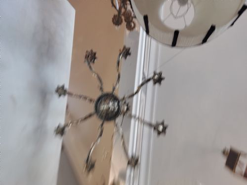 1920'S EIGHT BRANCH BRASS CHANDELIER WITH CAST ACANTHUS LEAF MOUNTS - ADDITIONAL PHOTO 13