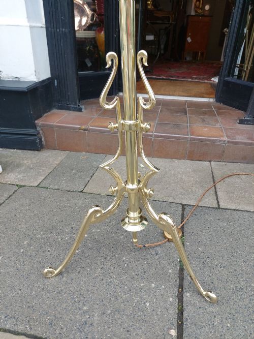 EARLY 20THC ART NOUVEAU ADJUSTABLE BRASS STANDARD LAMP - ADDITIONAL PHOTO 2
