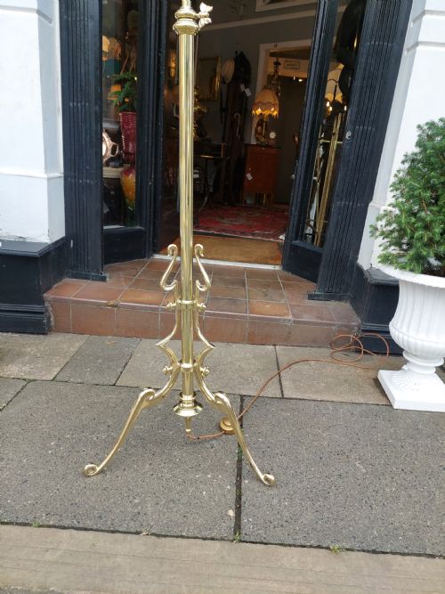 EARLY 20THC ART NOUVEAU ADJUSTABLE BRASS STANDARD LAMP - ADDITIONAL PHOTO 4