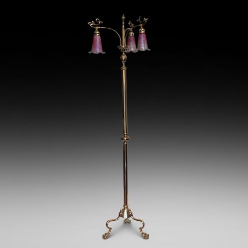 EARLY 20THC ART NOUVEAU BRASS STANDARD LAMP - ADDITIONAL PHOTO 1