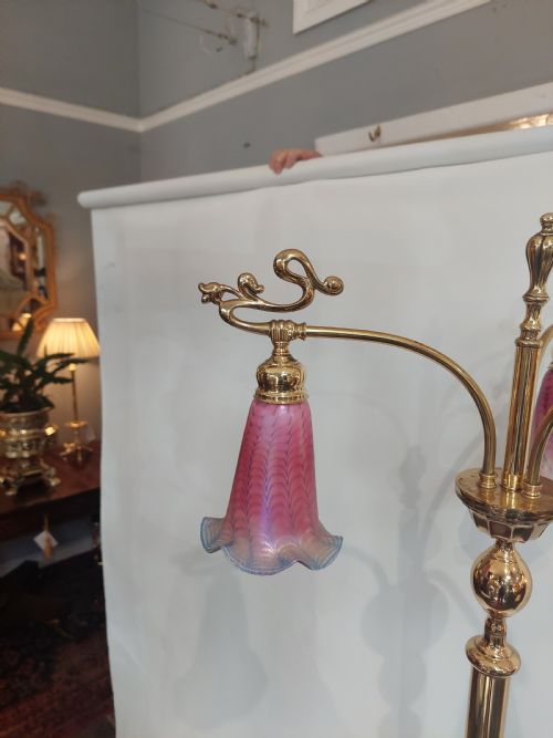 EARLY 20THC ART NOUVEAU BRASS STANDARD LAMP - ADDITIONAL PHOTO 2
