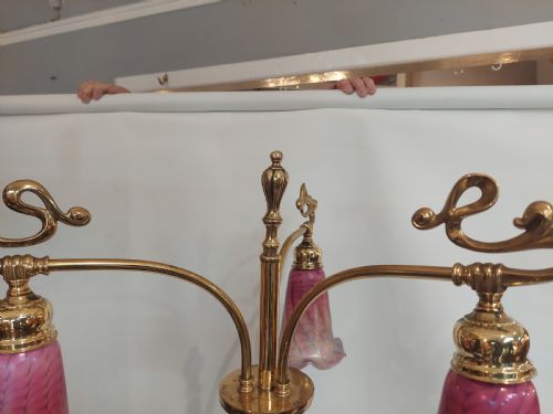 EARLY 20THC ART NOUVEAU BRASS STANDARD LAMP - ADDITIONAL PHOTO 3