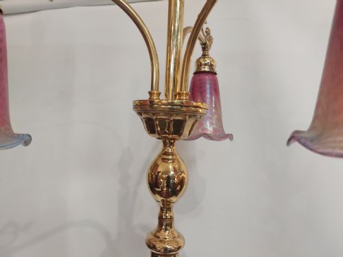 EARLY 20THC ART NOUVEAU BRASS STANDARD LAMP - ADDITIONAL PHOTO 4