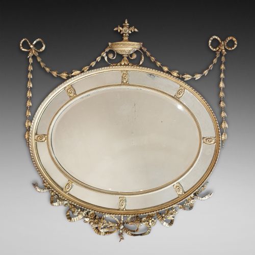 19thc Adam Style Carved Giltwood Mirror