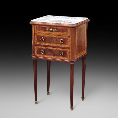 Late 19thc French Kingwood and Mahogany Bedside Cabinet