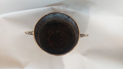 LATE 19THC FRENCH BRASS TWO HANDLED TROPHY VASE - ADDITIONAL PHOTO 2